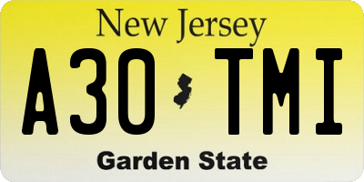 NJ license plate A30TMI