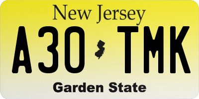 NJ license plate A30TMK
