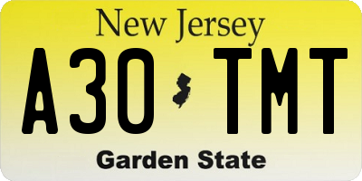 NJ license plate A30TMT