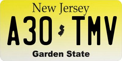 NJ license plate A30TMV