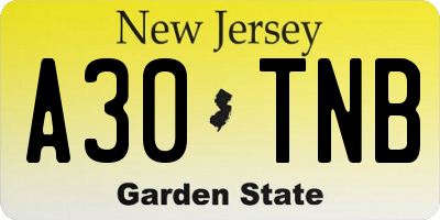 NJ license plate A30TNB