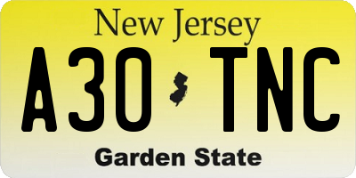 NJ license plate A30TNC