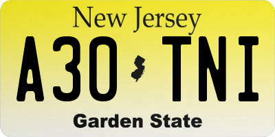 NJ license plate A30TNI