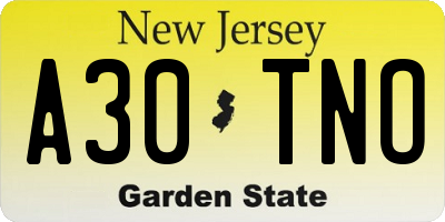 NJ license plate A30TNO
