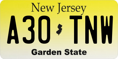 NJ license plate A30TNW