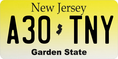 NJ license plate A30TNY