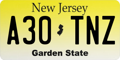 NJ license plate A30TNZ