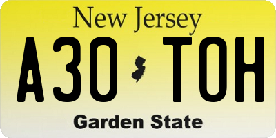 NJ license plate A30TOH