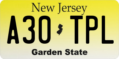 NJ license plate A30TPL