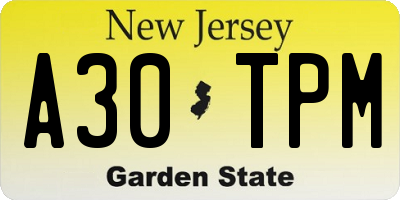 NJ license plate A30TPM