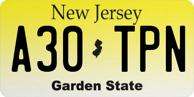 NJ license plate A30TPN