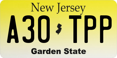 NJ license plate A30TPP