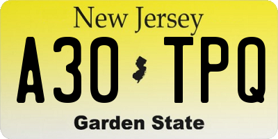 NJ license plate A30TPQ