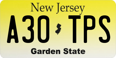 NJ license plate A30TPS
