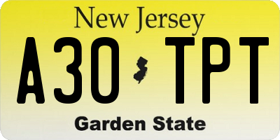 NJ license plate A30TPT