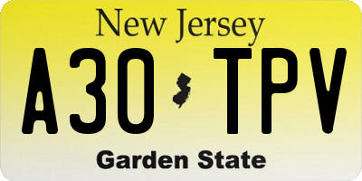 NJ license plate A30TPV