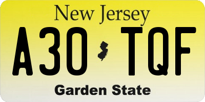 NJ license plate A30TQF