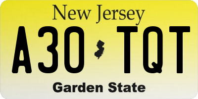 NJ license plate A30TQT