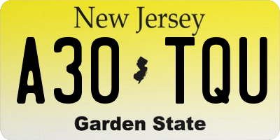 NJ license plate A30TQU