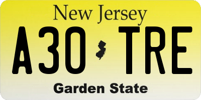 NJ license plate A30TRE