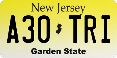 NJ license plate A30TRI