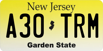 NJ license plate A30TRM