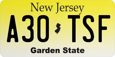 NJ license plate A30TSF