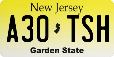 NJ license plate A30TSH
