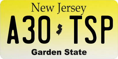 NJ license plate A30TSP