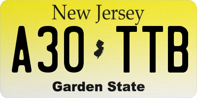 NJ license plate A30TTB