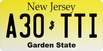 NJ license plate A30TTI