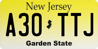NJ license plate A30TTJ