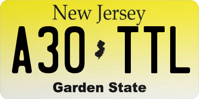 NJ license plate A30TTL