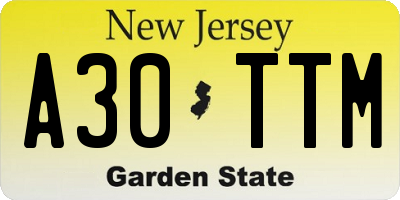 NJ license plate A30TTM