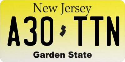 NJ license plate A30TTN