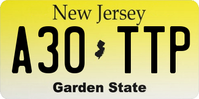 NJ license plate A30TTP