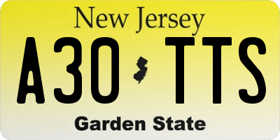 NJ license plate A30TTS