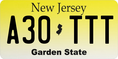 NJ license plate A30TTT