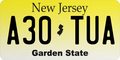 NJ license plate A30TUA