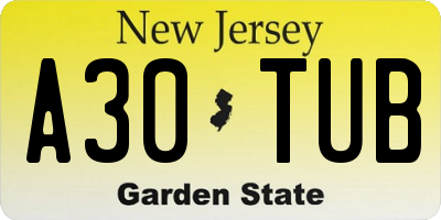 NJ license plate A30TUB