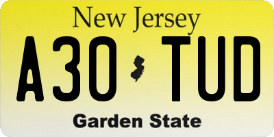 NJ license plate A30TUD