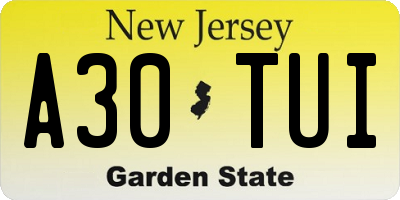 NJ license plate A30TUI