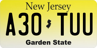 NJ license plate A30TUU