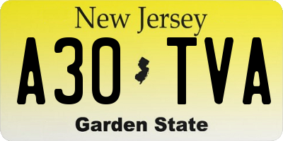NJ license plate A30TVA