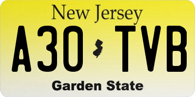 NJ license plate A30TVB