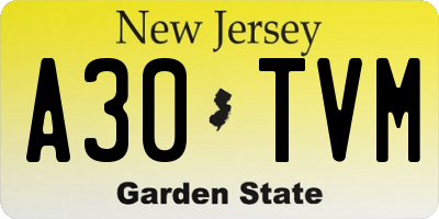 NJ license plate A30TVM