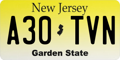 NJ license plate A30TVN