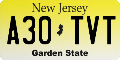 NJ license plate A30TVT