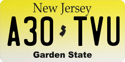 NJ license plate A30TVU