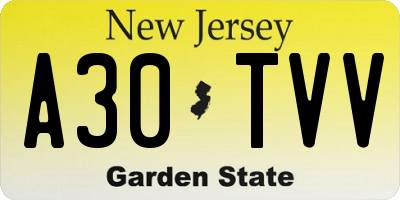 NJ license plate A30TVV